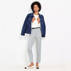 LOFT Light Plaid Curvy Riviera Slim Pants